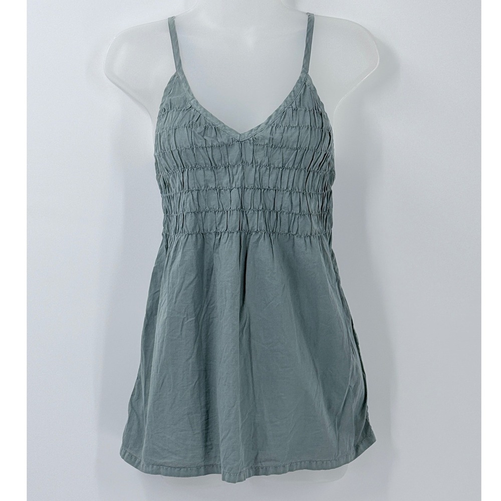 Vtg Y2kโ Mossimo Smocked Cami Tank Top sz M fairy cottagecore sage Shabby Chic